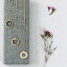 Load image into Gallery viewer, Rainbow Gemstone Halo Mini Y Pendant