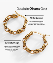 Load image into Gallery viewer, Frozen Mariner Chain Hoop Earrings