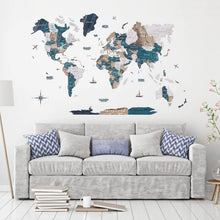 Load image into Gallery viewer, 3D Luminous Colored Wooden World Map Mystery