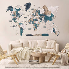 Load image into Gallery viewer, 3D Luminous Colored Wooden World Map Mystery