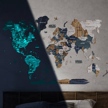 Load image into Gallery viewer, 3D Luminous Colored Wooden World Map Mystery