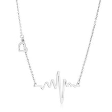 Load image into Gallery viewer, High Polish Stainless Steel Heartbeat Necklace