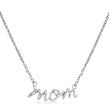 Load image into Gallery viewer, Rhodium Plated Mom Script Necklace