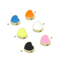 Load image into Gallery viewer, Enamel Colorful Heart Spacer Beads, Heart beads, Pink Turquoise Black Yellow Enamel Jewelry,10mm,Sku#N59