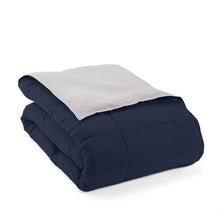 Load image into Gallery viewer, Twin/Twin XL 2-Piece Microfiber Reversible Comforter Set in Navy Blue/Grey
