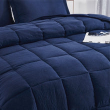 Load image into Gallery viewer, King Size Navy 3 Piece Microfiber Reversible Comforter Set
