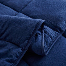 Load image into Gallery viewer, Queen Size Navy 3 Piece Microfiber Reversible Comforter Set