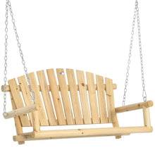 Load image into Gallery viewer, Natural Wooden 2-Seater Hanging Outdoor Porch Swing