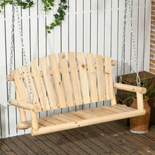 Load image into Gallery viewer, Natural Wooden 2-Seater Hanging Outdoor Porch Swing