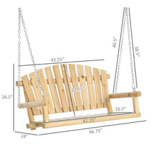 Load image into Gallery viewer, Natural Wooden 2-Seater Hanging Outdoor Porch Swing