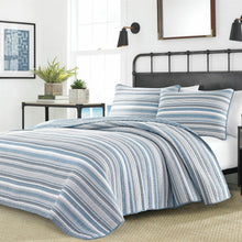 Load image into Gallery viewer, Twin 2 Piece Nautical Anchor Blues 100-Percent Cotton Reversible Quilt Set