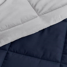 Load image into Gallery viewer, Full/Queen 3-Piece Microfiber Reversible Comforter Set in Navy Blue and Grey