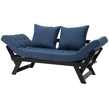 Load image into Gallery viewer, Navy/Black 3 In 1 Convertible Sofa Chaise Lounger Bed with 2 Large Pillows