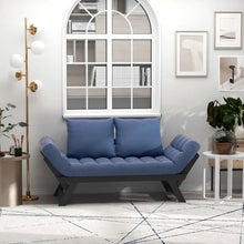 Load image into Gallery viewer, Navy/Black 3 In 1 Convertible Sofa Chaise Lounger Bed with 2 Large Pillows
