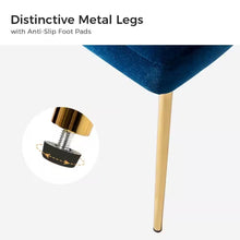 Load image into Gallery viewer, Navy Blue Velvet Upholstered Wingback Accent Side Chair w/ Gold Metal Legs