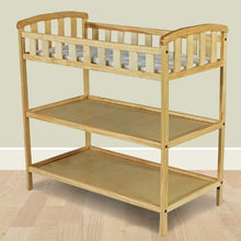 Load image into Gallery viewer, Natural Finish Wood Baby Furniture Changing Table with Safety Rail