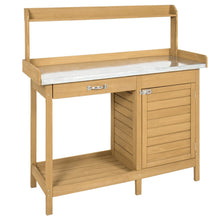 Load image into Gallery viewer, Natural Fir Wood Potting Bench Garden Work Table with Metal Top