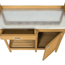 Load image into Gallery viewer, Natural Fir Wood Potting Bench Garden Work Table with Metal Top