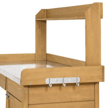 Load image into Gallery viewer, Natural Fir Wood Potting Bench Garden Work Table with Metal Top