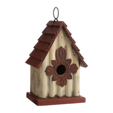 Load image into Gallery viewer, Outdoor A-Frame Solid Wood Bird House with Terracotta Color Slatted Roof