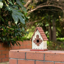 Load image into Gallery viewer, Outdoor A-Frame Solid Wood Bird House with Terracotta Color Slatted Roof