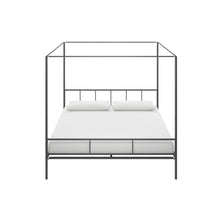 Load image into Gallery viewer, King size Dark Grey Metal Canopy Bed Frame with Headboard and Footboard