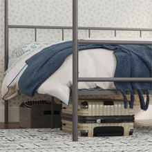 Load image into Gallery viewer, King size Dark Grey Metal Canopy Bed Frame with Headboard and Footboard