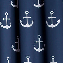 Load image into Gallery viewer, 2 Panel 84"L x 52"W Navy Nautical Anchors Window Curtain Set