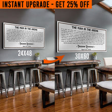 Load image into Gallery viewer, Upgrade Your 48x24 Inches 'The Man In The Arena' (Style 3) Canvas To 60x30 Inches