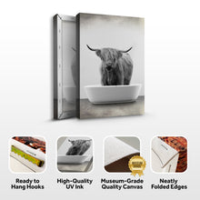 Load image into Gallery viewer, Highland Cattle Bath Canvas Wall Art IV