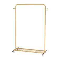 Load image into Gallery viewer, Modern Garment Rack Clothes Hanging Rod with Lockable Wheels in Gold