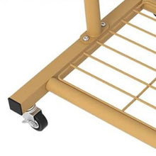 Load image into Gallery viewer, Modern Garment Rack Clothes Hanging Rod with Lockable Wheels in Gold