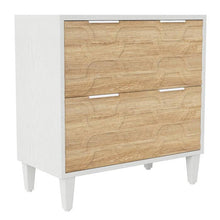 Load image into Gallery viewer, Modern Natural/White Wood 2 Drawer Filing Cabinet Printer Stand