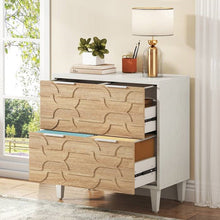 Load image into Gallery viewer, Modern Natural/White Wood 2 Drawer Filing Cabinet Printer Stand