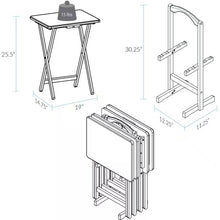 Load image into Gallery viewer, Set of 4 - Solid Wood Folding TV Tray Table Set with Stand in Natural Finish