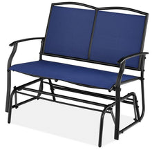 Load image into Gallery viewer, 2 Seat Mesh Patio Loveseat Swing Glider Rocker with Armrests in Navy Blue