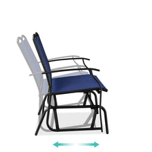 Load image into Gallery viewer, 2 Seat Mesh Patio Loveseat Swing Glider Rocker with Armrests in Navy Blue