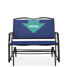 Load image into Gallery viewer, 2 Seat Mesh Patio Loveseat Swing Glider Rocker with Armrests in Navy Blue