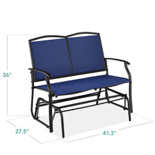 Load image into Gallery viewer, 2 Seat Mesh Patio Loveseat Swing Glider Rocker with Armrests in Navy Blue