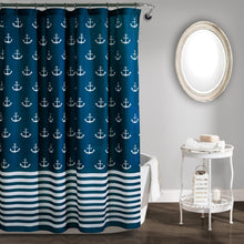 Load image into Gallery viewer, 72-inch Navy White Nautical Anchor Polyester Shower Curtain