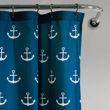Load image into Gallery viewer, 72-inch Navy White Nautical Anchor Polyester Shower Curtain