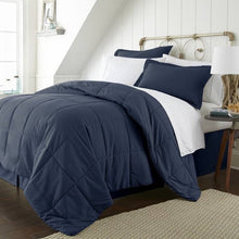 Load image into Gallery viewer, Full Navy Microfiber Baffle-Box 6-Piece Reversible Bed-in-a-Bag Comforter Set
