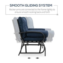 Load image into Gallery viewer, Outdoor Garden Patio Rocking Glider Chair Loveseat with Navy Blue Cushions