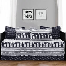 Load image into Gallery viewer, Navy White Stripes Llama Cactus Southwest 6 Piece Lightweight Daybed Cover Set