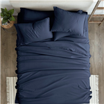 Load image into Gallery viewer, Twin Navy Blue 4-Piece Soft Wrinkle Resistant Microfiber/Polyester Sheet Set