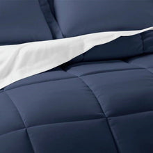 Load image into Gallery viewer, Twin Microfiber Baffle-Box 6-Piece Reversible Bed-in-a-Bag Comforter Set - Navy