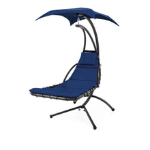 Load image into Gallery viewer, Navy Blue Single Person Sturdy Modern Chaise Lounger Hammock Chair Porch Swing