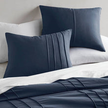 Load image into Gallery viewer, Full/Queen Microfiber Pleated Bohemian style Pre-Washed Comforter Set in Navy