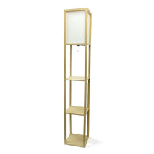 Load image into Gallery viewer, Modern 63-inch Tall Asian Style Floor Lamp with Off-White Shade in Tan Finish