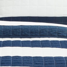 Load image into Gallery viewer, Full/Queen Navy White Stripe 3 Piece Cotton Lightweight Quilt Set